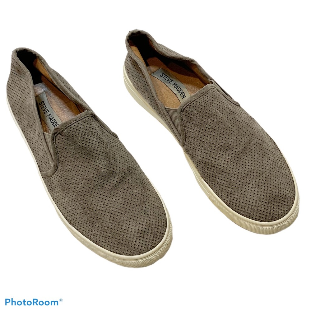 Steve Madden Zarayy Suede Perforated Slip Ons 10